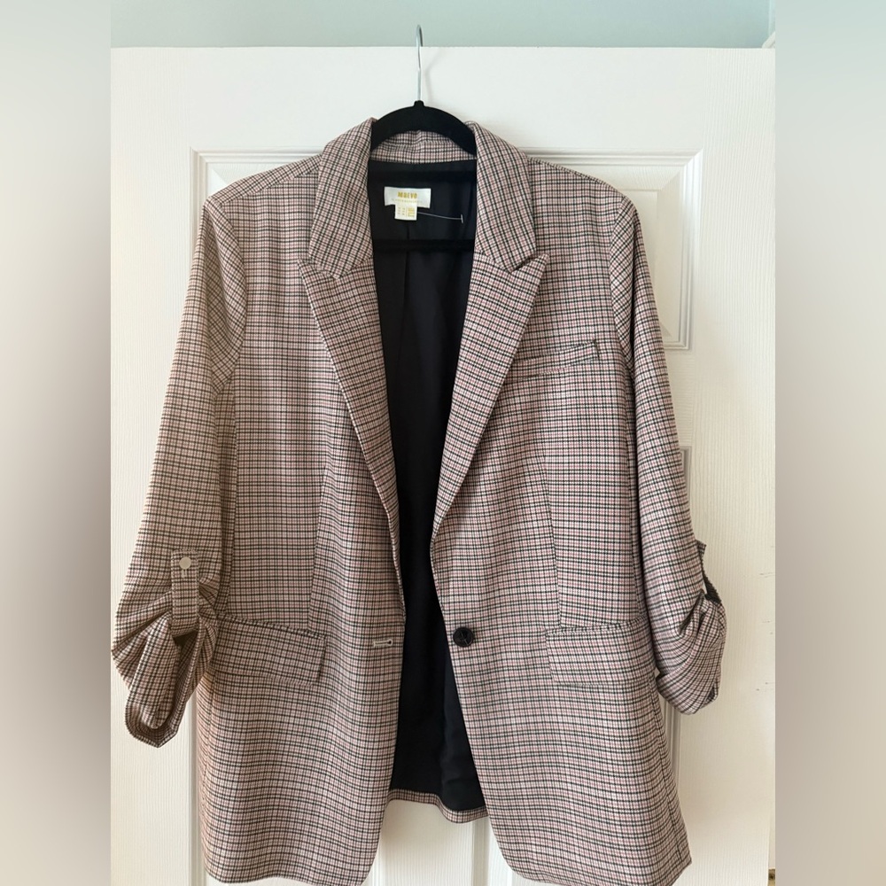 New Maeve 3/4 sleeve plaid blazer
